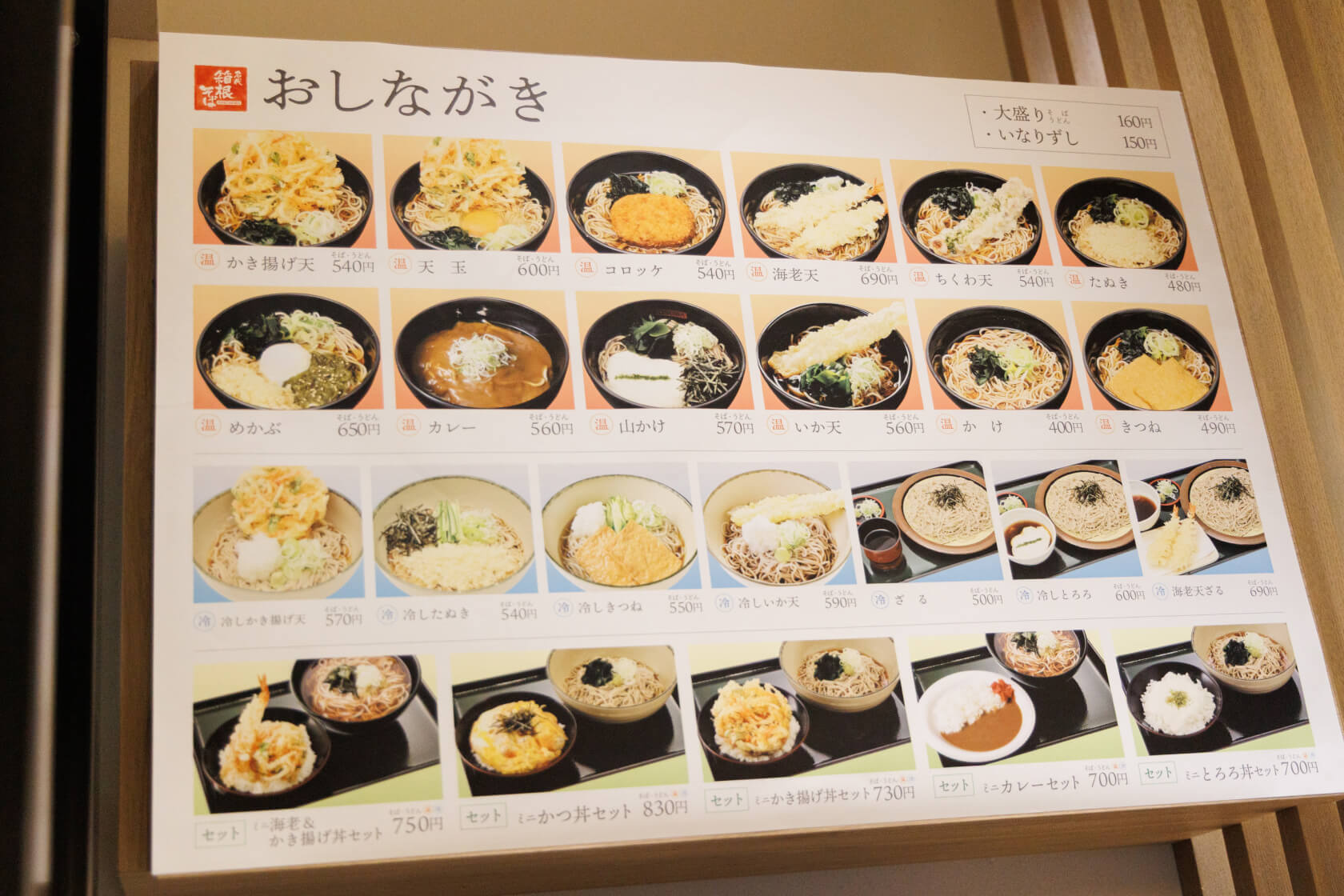 メニューの写真